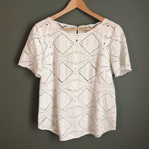 J. Crew White Eyelet short sleeve top